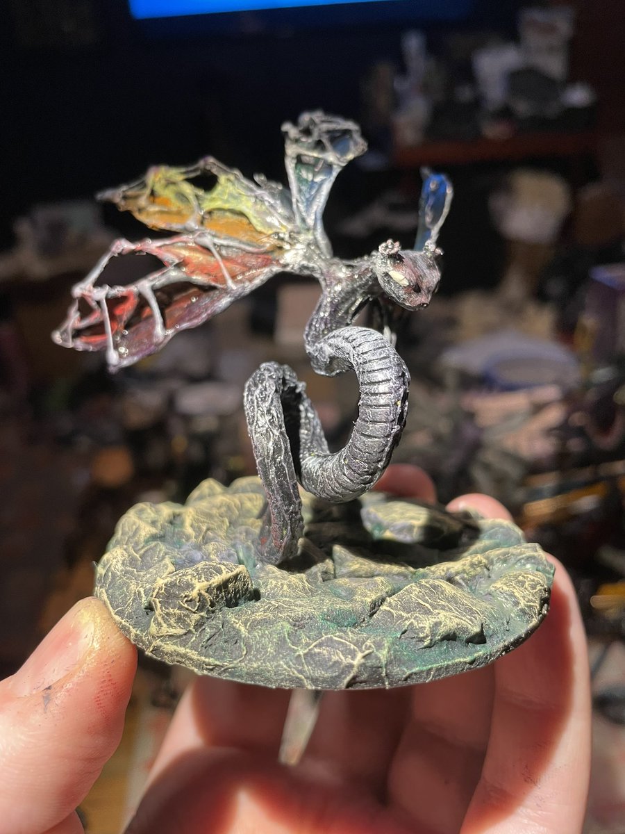Matthew_Ryan_Do's tweet photo. On the table tonight - toy mod dollar store creation turned into Huge Entropic Couatl #DnD #dungeonsanddragons #toymods #fantasy #tabletopgames #tabletopgaming #TTRPGs #ttrpg #tabletoprpg https://t.co/TiXGMGuOz7
