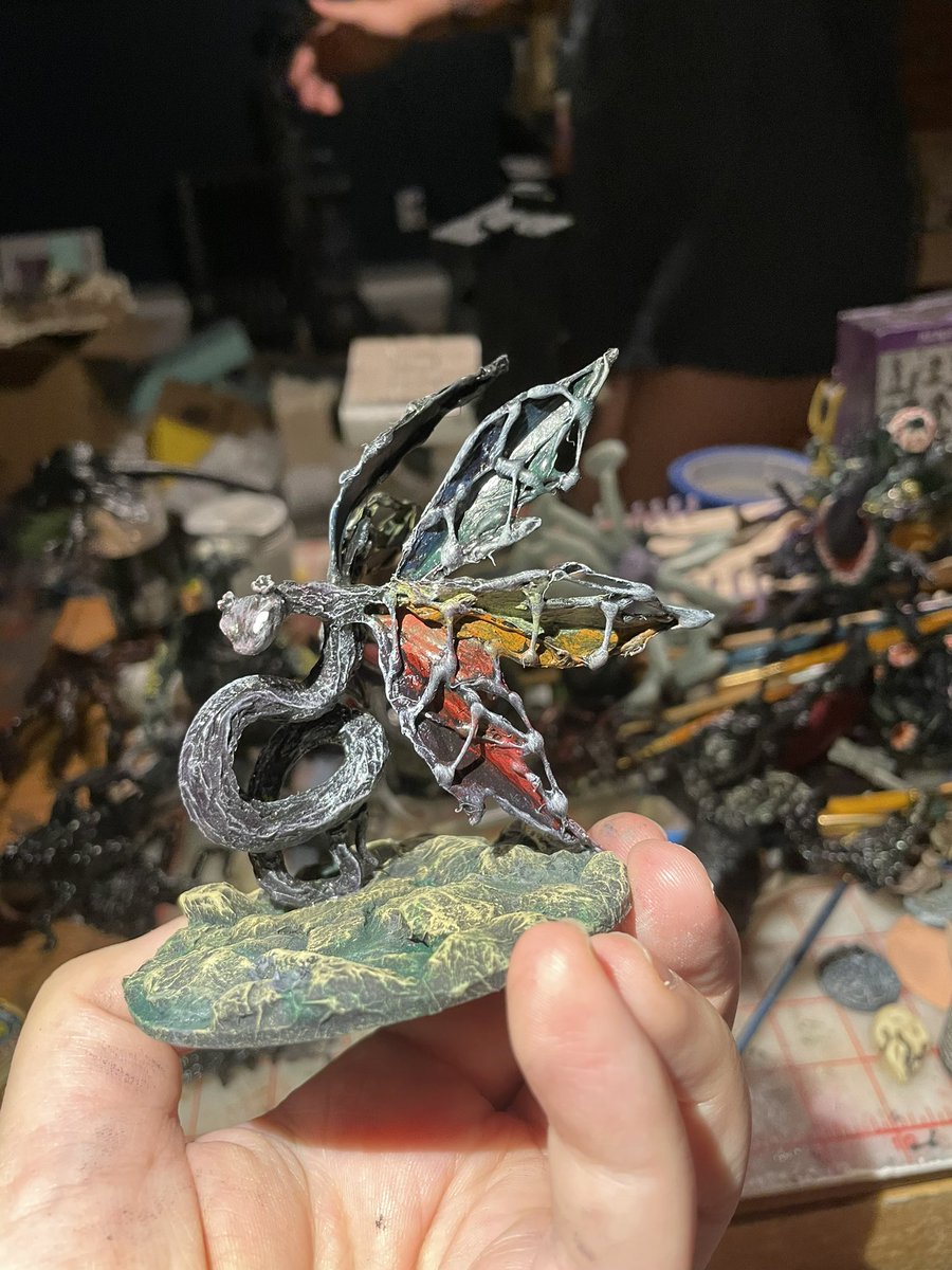 Matthew_Ryan_Do's tweet photo. On the table tonight - toy mod dollar store creation turned into Huge Entropic Couatl #DnD #dungeonsanddragons #toymods #fantasy #tabletopgames #tabletopgaming #TTRPGs #ttrpg #tabletoprpg https://t.co/TiXGMGuOz7