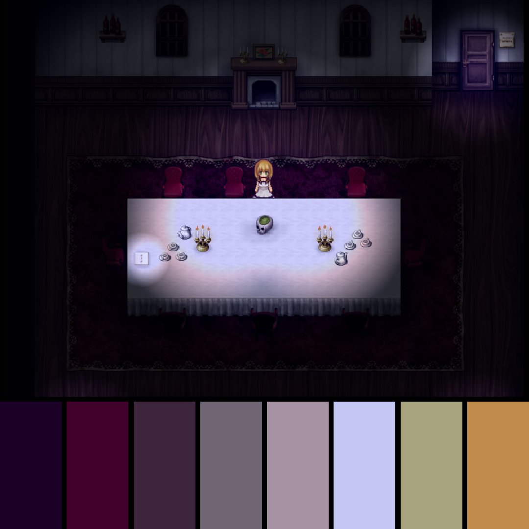 GameColors2's tweet photo. The Witch's House MV (2018) by Fummy.
#thewitchshousemv #fummy #dangenentertainment #steam #itchio #colors #colorpalette #gaming #thewitchshouse #witch #house #witchhouse #indiegame #indiegames #horror #frog #pixelart #cute #dark https://t.co/5mqpVnx7oy
