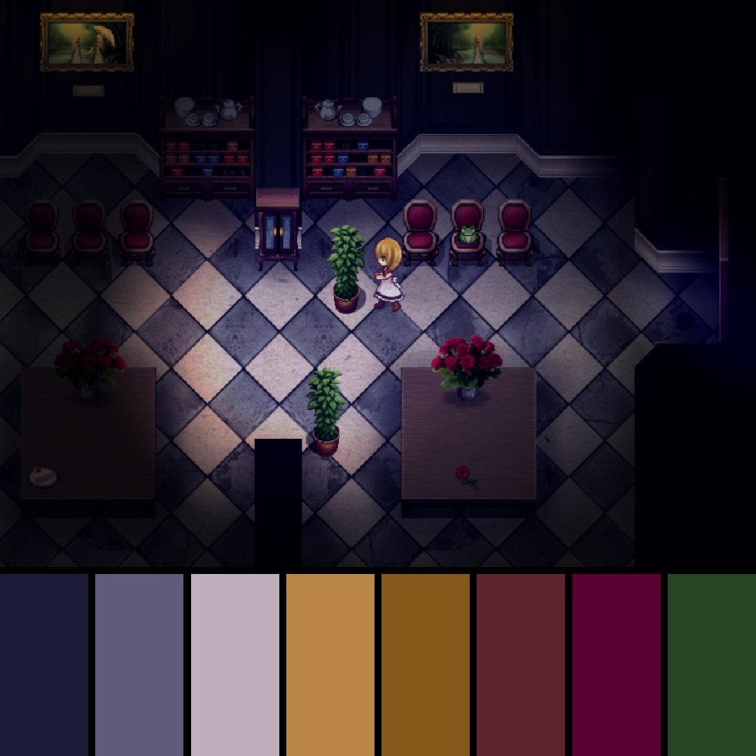 GameColors2's tweet photo. The Witch's House MV (2018) by Fummy.
#thewitchshousemv #fummy #dangenentertainment #steam #itchio #colors #colorpalette #gaming #thewitchshouse #witch #house #witchhouse #indiegame #indiegames #horror #frog #pixelart #cute #dark https://t.co/5mqpVnx7oy