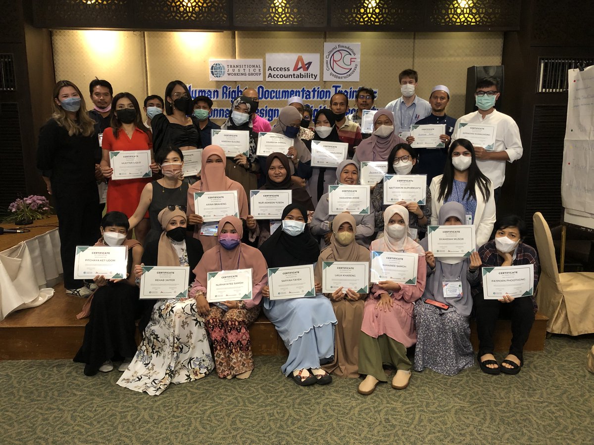 TJWG_AA's tweet photo. @TJWG_AA organized its first post-covid, offline event, “Human Rights Documentation Training: Questionnaire Design and Digital Security” in Pattani, Thailand from 23rd to 26th May 2022. Big thanks to co-organizer @CrCF_Thailand and trainers @A_L_Kather @Grant_Shubin @Darikulica https://t.co/WMFllB06Uz