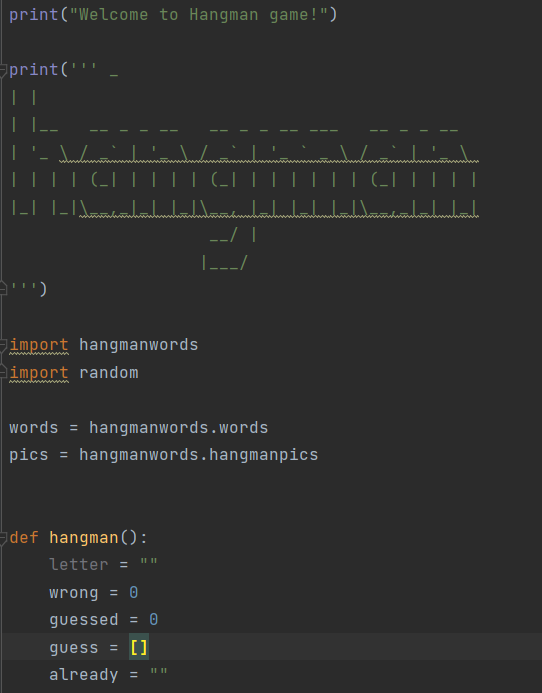 BinteBabul's tweet photo. Day7 of #100DaysOfCode, Dr.@yu_angela 's "100 days of code:."
The 7th project was making the Hangman game. It tested a lot of concepts. I created a separate .py file that had words and ASCII art for hangman and imported them to the main .py file.
How did it go? 
Took me some time https://t.co/prHV7tGgdz
