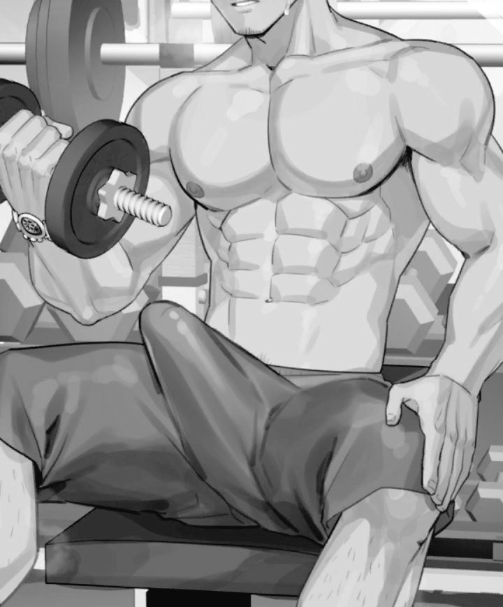 ManlyMondo's tweet photo. "There really ain't no better way to end the day than with a nice workout! If anyone shows up at the gym tonight, I might just have to put them through one too~" https://t.co/dynHDkp1Dt