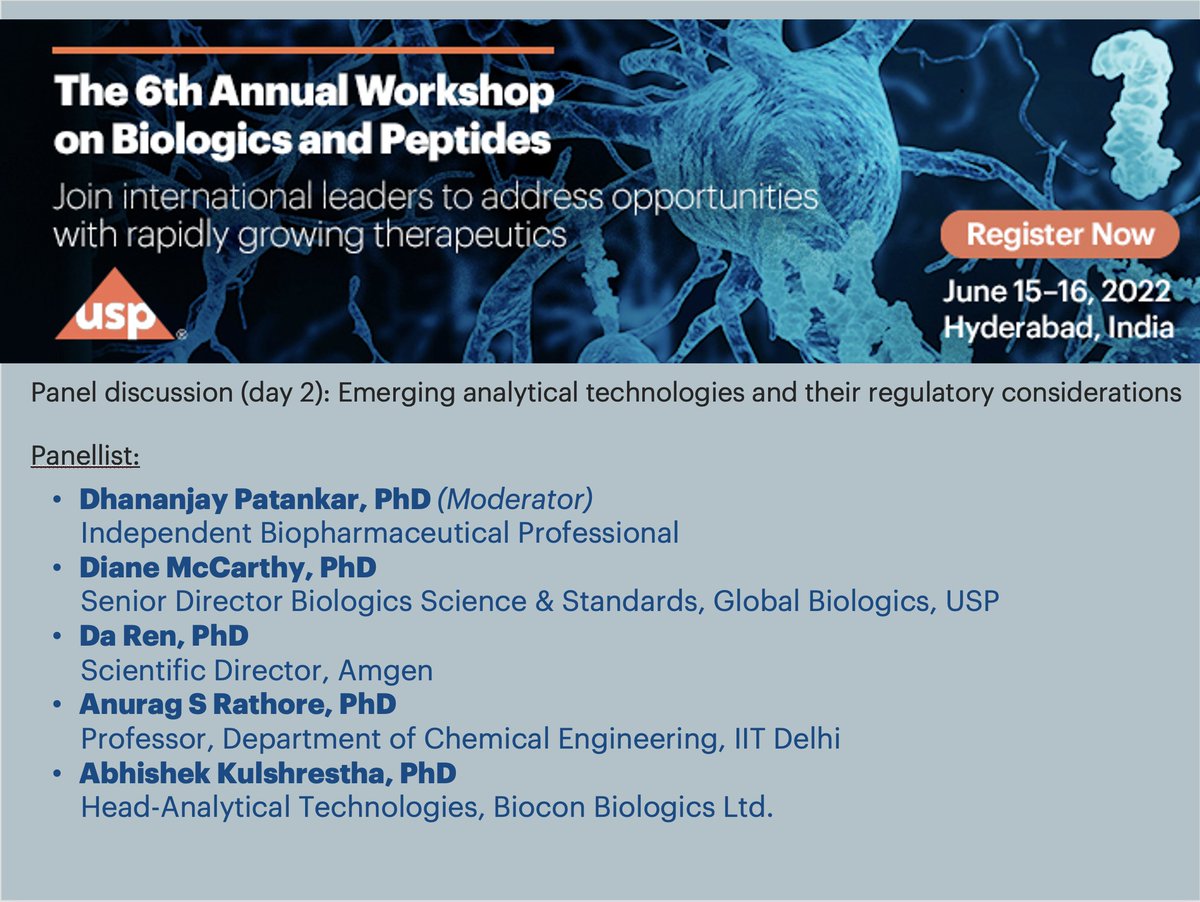 Last day to register for USP’s 6th Annual Workshop on #Biologics and #Peptides! 
Register here: mcdn1.24fd.com/e22/06/uspwork…