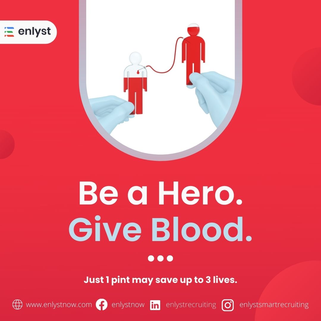 Enlyst_r's tweet photo. The blood you donate gives someone another chance at life. You don’t have to be a doctor to save lives. This #BloodDonorDay, donate blood, save someone’s life and become a hero!

#blooddonorsneeded #blooddonorssavelives #donatebloodandsavelives #health #wholeblooddonation #enlyst https://t.co/RqmrDxrOIc