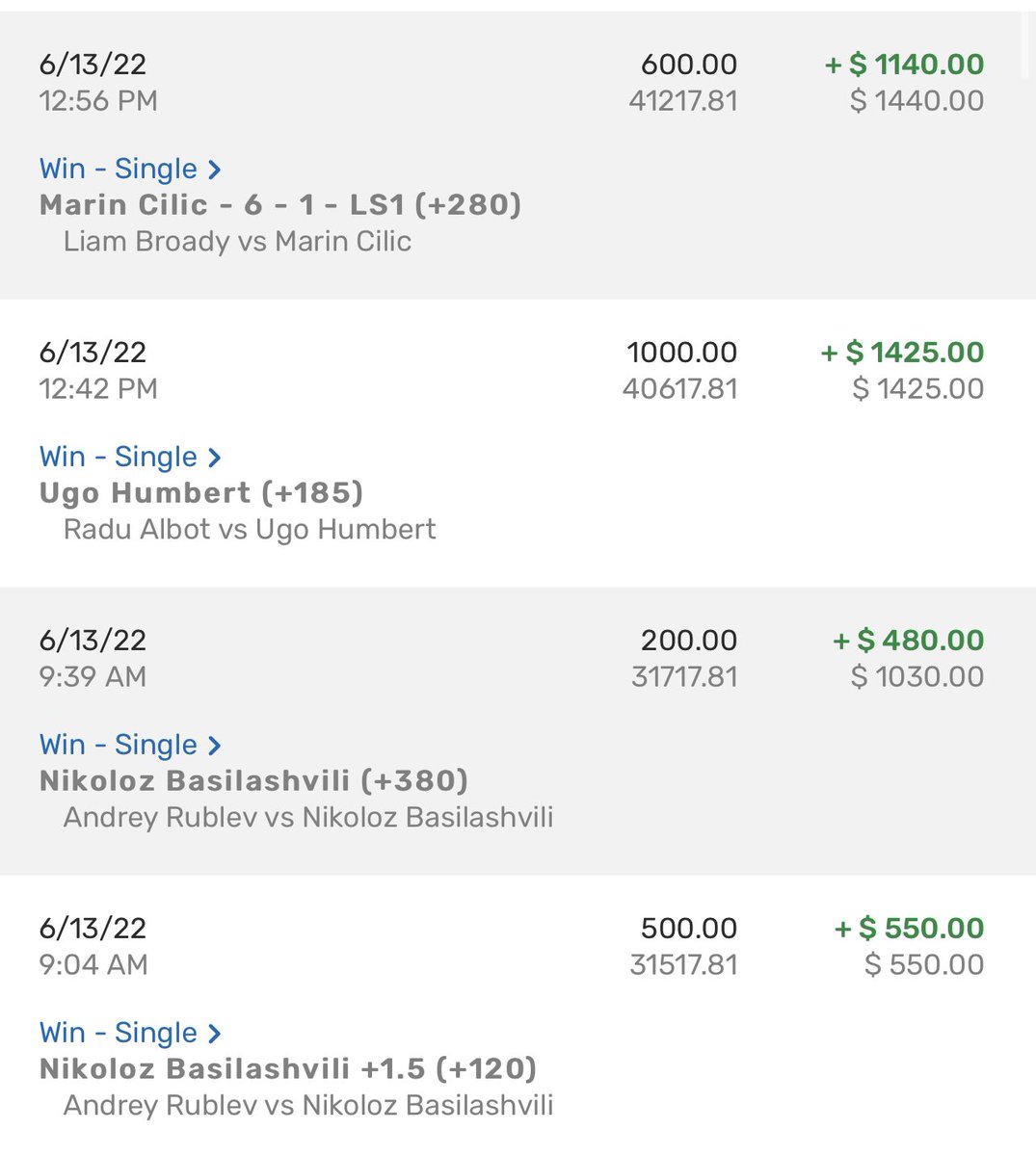 MeatSweatsCash's tweet photo. 🎾 LAST 7 DAY OF TENNIS VIP 🥩🍴 

RECORD : 46-20-2   RETURN : 90.49u

$10 bettors up $904.85
$50 bettors up $4524.25
$100 bettors up $9048.50

The grass is always GREEN. 

Slips for each and every bet at request! 
$15/mo for all VIP picks. Link in bio. 

$200 BET TO 1 ❤️ &amp; RT https://t.co/0yWzTpQSzS