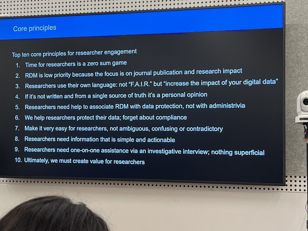 “going out and speaking to researchers one on one is time consuming, yes, but very, very valuable to researchers”  … “Ultimately, we must create value for researchers” #vala2022 #s4 #dataconcierge #researchdatamanagement #rdm