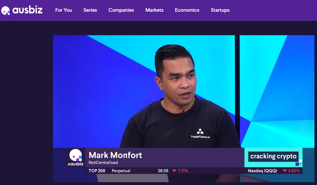 ausblockai's tweet photo. great to see our frens @NumbersDeFi and @CaptDeFi on @ausbiztv representing the association talking about #crypto market turmoil as well as the projects they're working on in the #web3 venture studio @notcentralised (👈give this a follow too) 
https://t.co/B7VqXPVJVG https://t.co/fI9z0Y5rxp