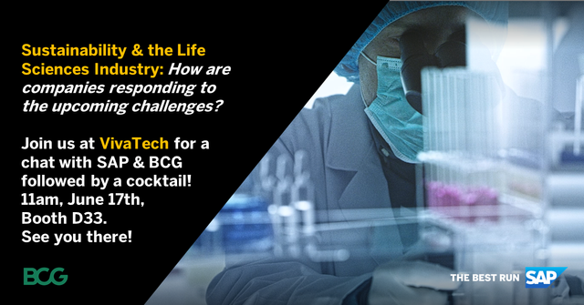 👉 Retrouvez le BCG &amp; SAP à Vivatech le 17 juin à 11h, sur le stand D33, pour une session dédiée à la durabilité dans l'industrie des Life Sciences #Sustainability #LifeSciences bit.ly/3xxCzUK