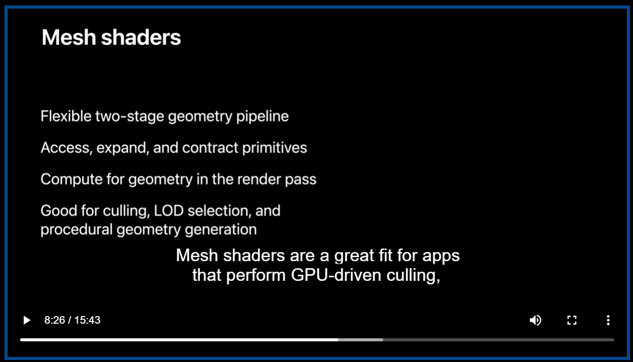 Sebastian Aaltonen on Twitter "Metal 3 has mesh shaders > mesh shader