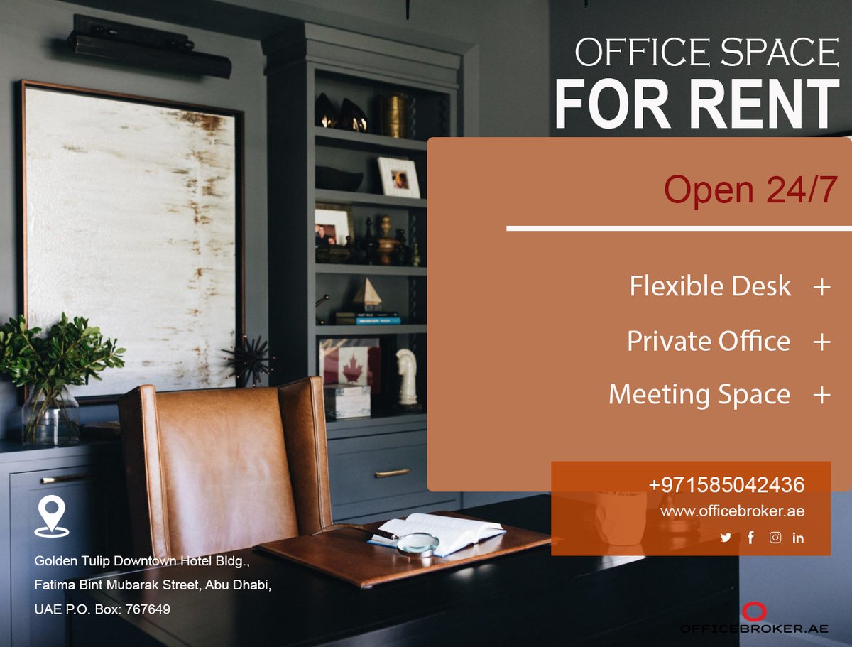 We don’t just provide office solutions we help build businesses grow stronger. For a free consultation with our office advisors please give us a call or visit our website officebroker.ae #officespaceabudhabi #officespaceforrent #modernoffices #furnishedoffices #creative