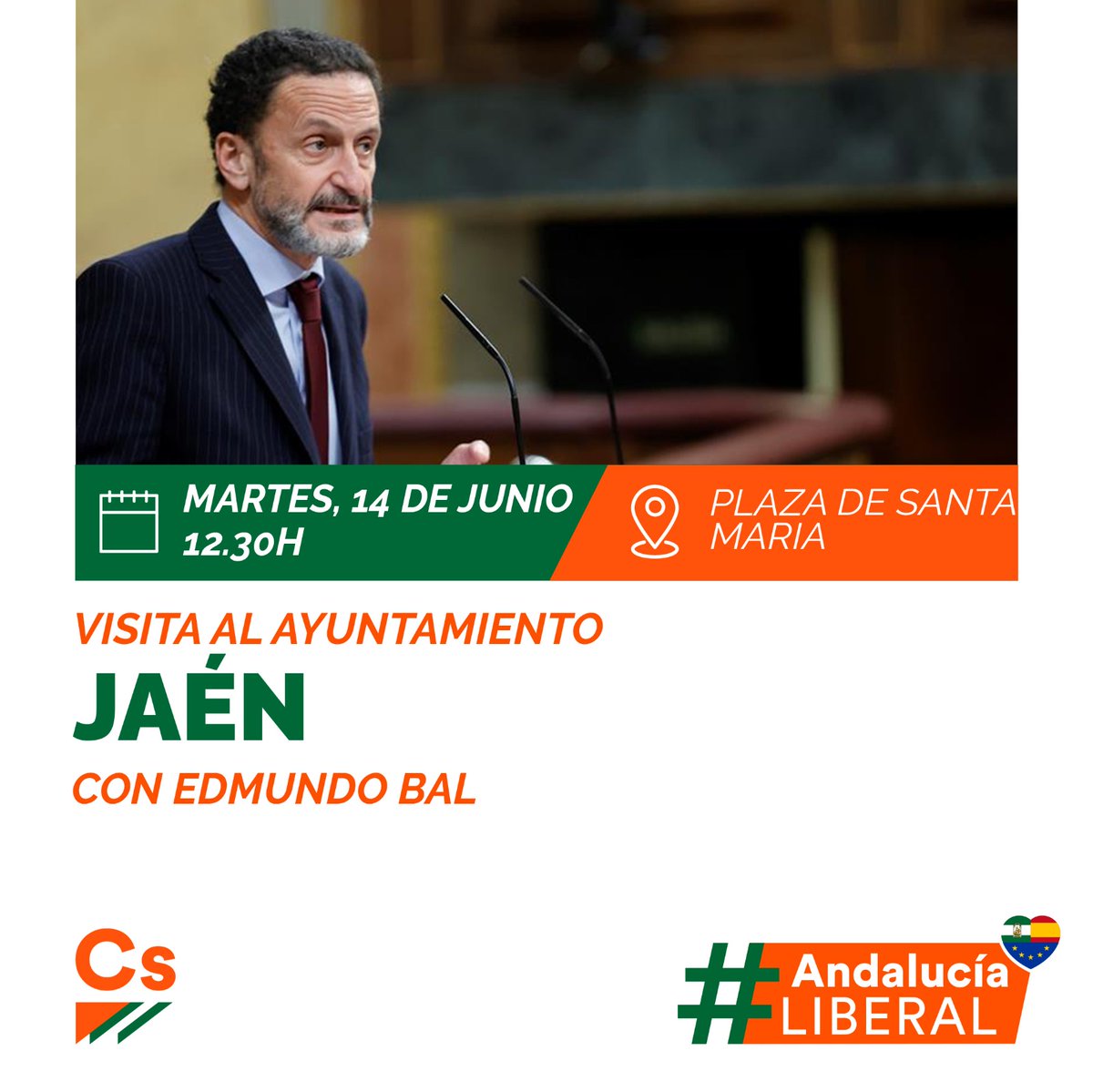 CsJaen_Prov's tweet photo. ¡Buenos días!

Hoy visita nuestra provincia @BalEdmundo, portavoz🍊 en el Congreso de los Diputados🏛️. Acompáñanos esta mañana en Jaén. https://t.co/5VAAJDwhHy