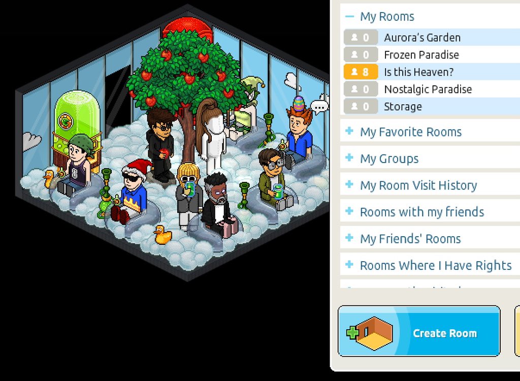 V0GUE_Habbo's tweet photo. Mini gathering at βIs this Heaven?β together with #Flu @shfrzbck #Exoddus #Mattey #fdsf #Surlo Always a great time in @Habbo #habbohotel #habbofun #habbo #chillout #heaven? #high #gettinghigh https://t.co/Fz93lLJAl2