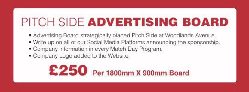 With news of our move back home to Woodlands Sports Ground, we have spaces available for Pitch Side Advertising Boards.

If you would like to advertise your business pitch side at the home of The Pilgrims, please get in touch

#UTP