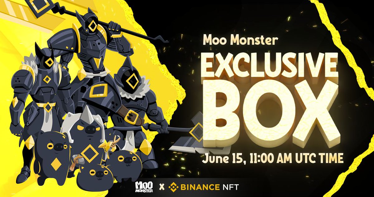 MooMonsterNFT's tweet photo. Reminder!! Are you waiting for it!? 
The details of the Exclusive NFT Mystery box on @TheBinanceNFT 

Sale: 15 June 2022 Time: 11:00 AM UTC 
Amount: 4,000 boxes 
Prize: 59 BUSD 
link purchase >> https://t.co/RIAyAhdT5o https://t.co/96xvDxifNe