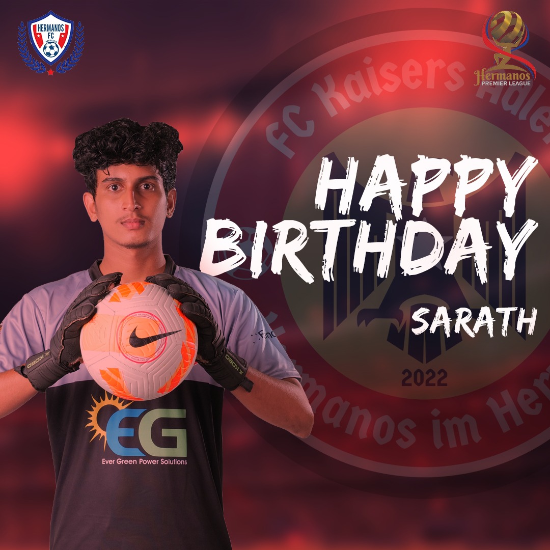 HERMANOSFC19's tweet photo. Born Day wishes to the super keeper Sarath !! 

#HermanosFc #PremierLeague #Footballtournament #Soccer #Kochi #Pirloarmy #Fcselecao #Absolutemourinho #Kaisersadler 
#Bluebattalions #sevens #Turf #Kakkanad #Unitedsportscentre #Pirlo #floodlight https://t.co/SlDNll65Bh