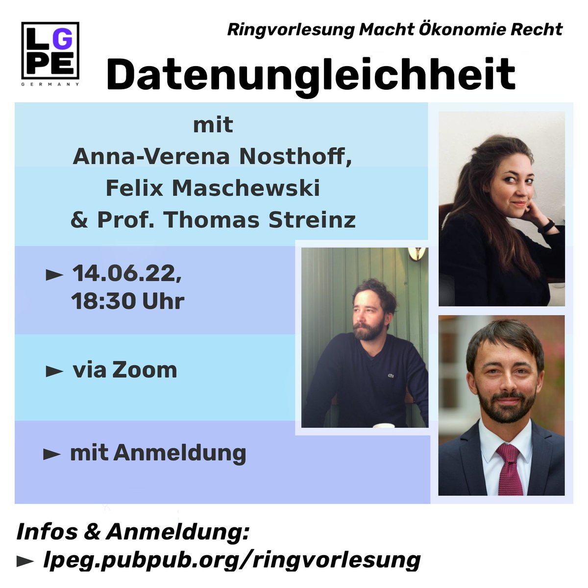 Heute um 18:30 Uhr sprechen <a href="/FMaschewski/">Felix Maschewski</a>, <a href="/t_streinz/">Thomas Streinz</a> und ich über Datenmacht und Datenungleichheit im Rahmen der Ringvorlesung "Macht Ökonomie Recht" <a href="/LPEgermany/">LPE Germany</a> <a href="/LPE_Project/">The LPE Project</a>. Es moderiert @petras_max – ich bin sehr gespannt. Hier geht's zur Anmeldung: 👉lpeg.pubpub.org/pub/2t8092wq/r…