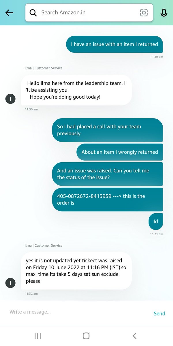 DesperAngie's tweet photo. Dis is the response the @AmazonHelp keeps  giving. They said the same 3 day story over the phone on 10th also. help me resolve this asap. It's getting a little out of hand &amp; it's unprofessional how the agents don't seem to check and how your support team answers @amazonIN @amazon https://t.co/vVqRGsdjT4
