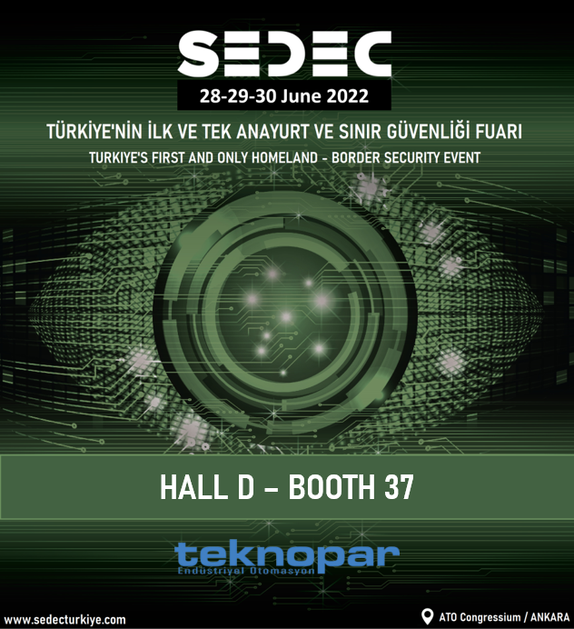 28-29-30 Haziran 2022 tarihlerinde <a href="/SEDECTURKEY/">SEDEC</a> Fuarı'ndayız. 
We are at <a href="/SEDECTURKEY/">SEDEC</a> Fair on 28-29-30 June 2022.
📌Hall D/37 
#Teknopar #Sedec #Turkey #mechanical #hydraulic #automation #control #informationtechnologies