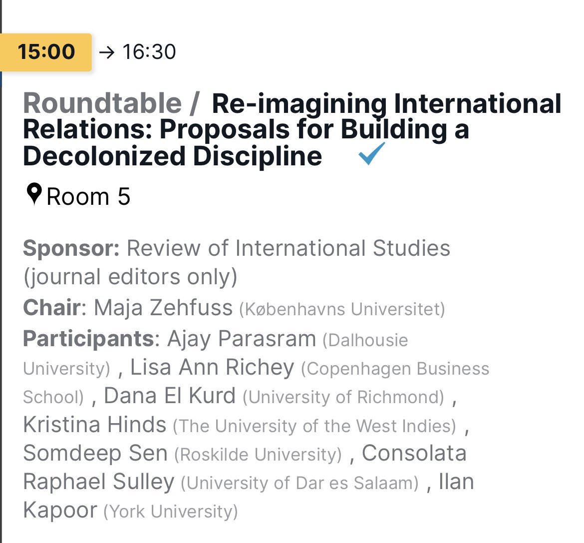 Somdeep Sen (@somdeep_sen) on Twitter photo First up at #BISA2022 <a href="/MYBISA/">BISA - British International Studies Association</a> <a href="/RISjnl/">RIS</a>. The conversation will draw on a forum I am editing with fantastic contributions from @danaelkurd <a href="/BrandAid_World/">Lisa Ann Richey</a> <a href="/ConsolataSulley/">consolata Sulley</a> @KristinaHindsM <a href="/ilankapoor/">Ilan Kapoor</a> <a href="/A_Parasram/">Ajay Parasram (he/his)</a>. Big thank you <a href="/RISjnl/">RIS</a> and <a href="/MajaZehfuss/">Maja Zehfuss</a> for the platform. First up at #BISA2022 <a href="/MYBISA/">BISA - British International Studies Association</a> <a href="/RISjnl/">RIS</a>. The conversation will draw on a forum I am editing with fantastic contributions from @danaelkurd <a href="/BrandAid_World/">Lisa Ann Richey</a> <a href="/ConsolataSulley/">consolata Sulley</a> @KristinaHindsM <a href="/ilankapoor/">Ilan Kapoor</a> <a href="/A_Parasram/">Ajay Parasram (he/his)</a>. Big thank you <a href="/RISjnl/">RIS</a> and <a href="/MajaZehfuss/">Maja Zehfuss</a> for the platform.