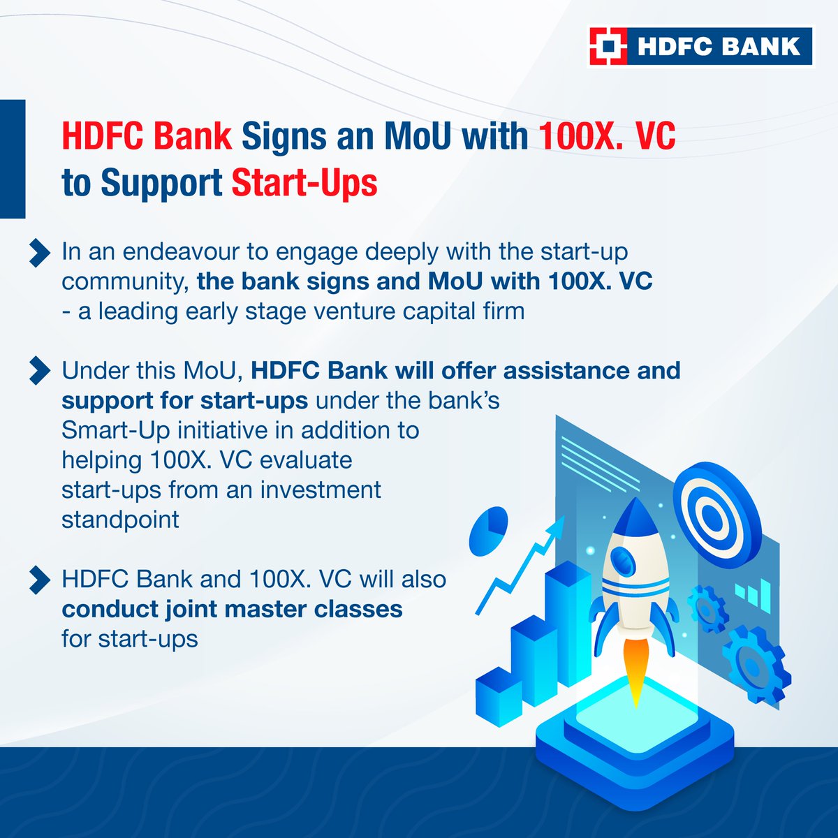 HDFCBankNews's tweet photo. On 14th June, @HDFC_Bank signed an MoU with https://t.co/UWvxLRPztk - an early stage leading VC firm to mutually help the start-up ecosystem grow in a sustainable manner by leveraging their individual offerings. 

Read below to know more.

#HDFCBank #MoU #100XVC https://t.co/CWimwKJXep