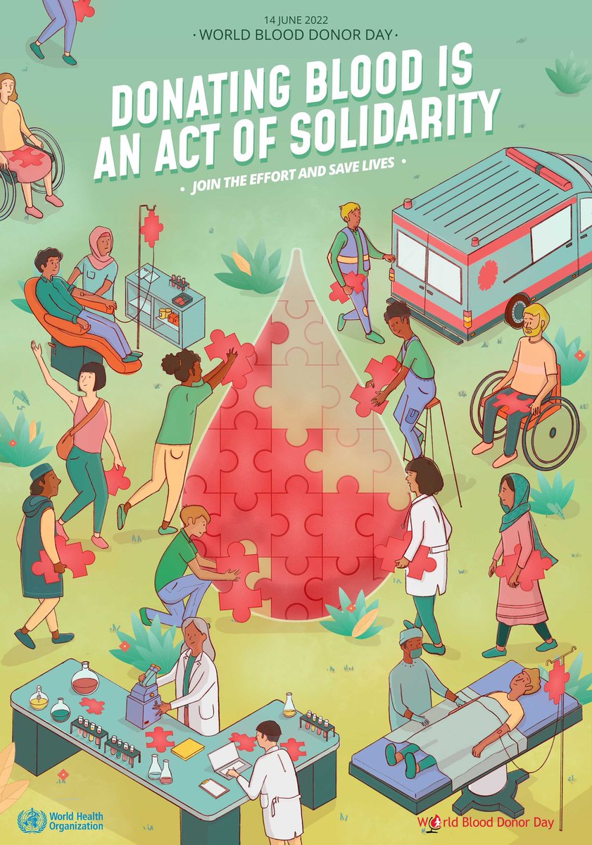BloodLineAbuja's tweet photo. Happy #WorldBloodDonorDay2022 to all our precious amazing Donors.😍
The slogan for this year's celebration is
"Donating blood is an act of solidarity. Join the effort and save lives"

Please sign up to join our community of lifesavers via https://t.co/PW3NWr5Huz today. https://t.co/hLMAgPSLY3