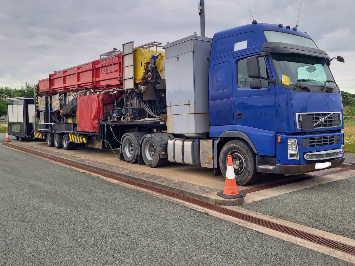 This HGV was just one of the many vehicles stopped yesterday as part of #OpVertebrae The vehicle you see here was found to be 15t overweight and 6 defective tyres. The driver has been reported for all offences and the Vehicle prohibited and cabled until a movement order secured
