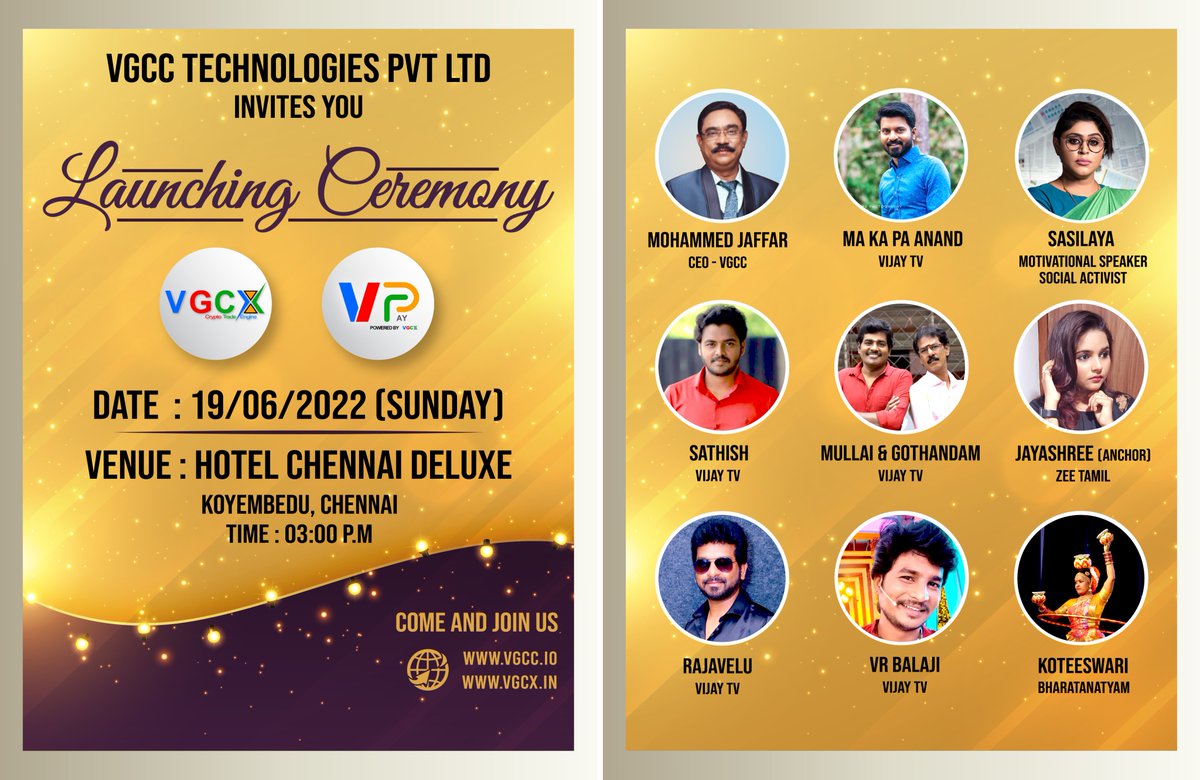 Finally VPAY is gonna launch at 19th June (Sunday). we are inviting you for our launching ceremony.....

#venusglobalchain #vgcc #vgcn #vgcp #vpay #vbot #vgcx  #luckydraw #offer #celebration #launchingevent #blockchaintechnology #cryptocurrency #lifetime