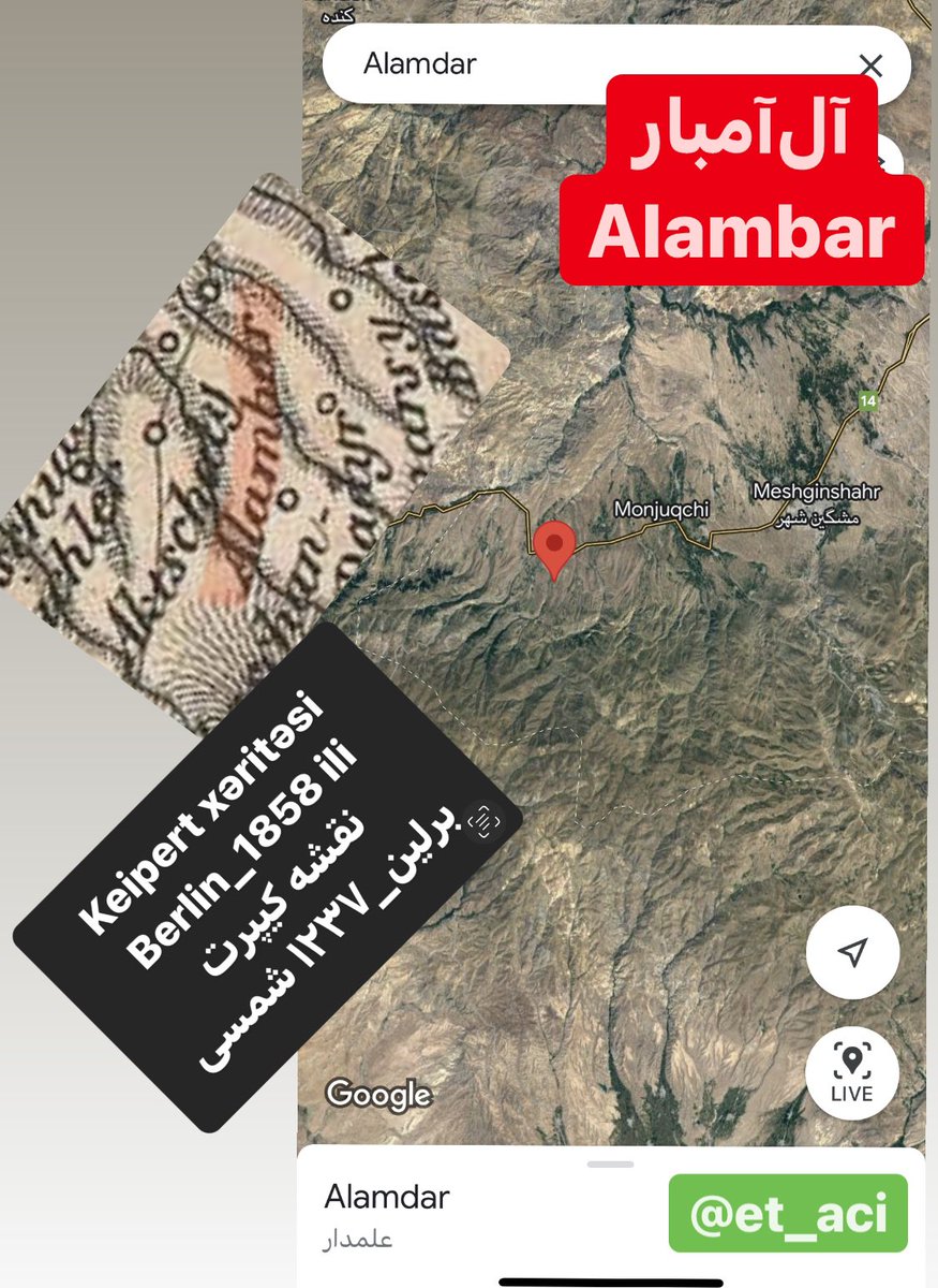 et_aci's tweet photo. اسم روستای #آلامبار (#آلانبار) در #میشکین (#مشگین_شهر، #خیاو)، #اردبیل به #علمدار تغییر داده شده است
Mişkində #Alambar(#Alanbar) kəndinin adı #Alamdar adına dəyişdirilmişdir
دولتی آدی:علمدار
قديم آدی: آلانبار
Qədim adı: Alanbar
#Adlar #Azerbaycan
https://t.co/IJWb9xdW4s https://t.co/49AHACnmB7