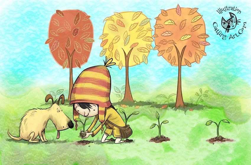 AndyCatBug's tweet image. Find a dog to help you plant trees. They know about that sort of thing #illustration #characters #childrensbooks #kidlitart #picturebooks #illustrations #trees catling-art.com