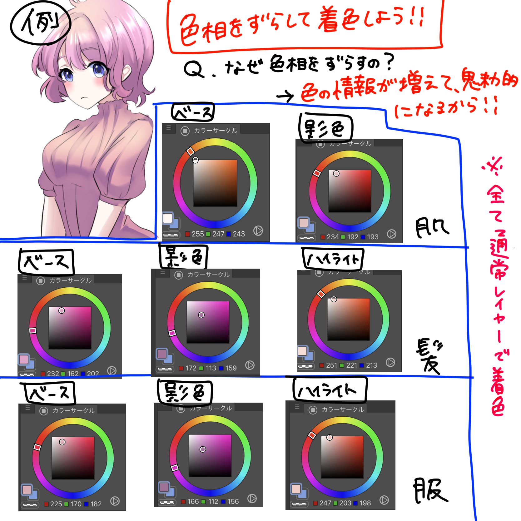 تويتر うり0 イラスト講座をメインに毎日発信中 على تويتر ワンポイントイラスト講座 動画 色の選び方 ベース色はいい感じに塗れたけど 影色が上手く決まらない という時のヒントになるアイデアを イラストと動画でまとめました T Co Juqewz9m9g