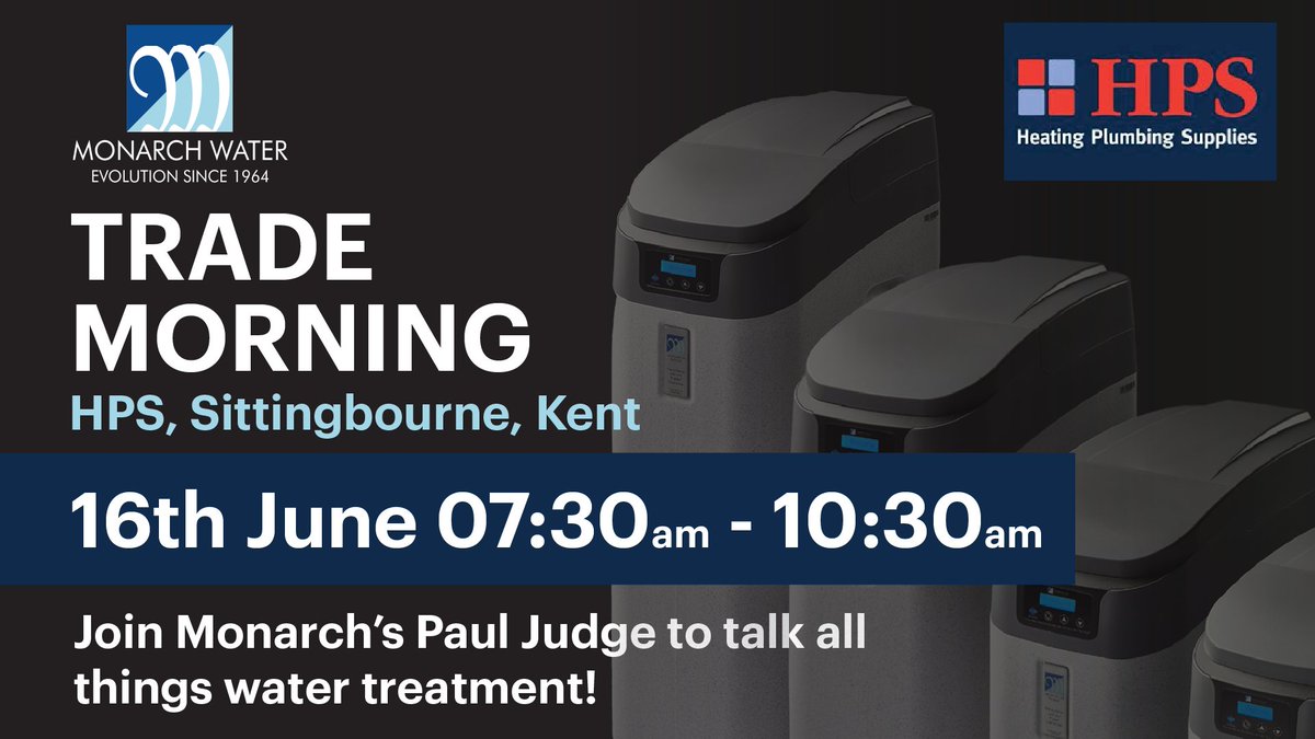 We're looking forward to Thursday where we're in Sittingbourne for a trade morning @HPSMerchant's @HPSSbourne store. Come and see us if you're in the area! #plumbers #installers #tradeday #watertreatment #watersofteners #energysaving #softwater #softeners #monarchwater