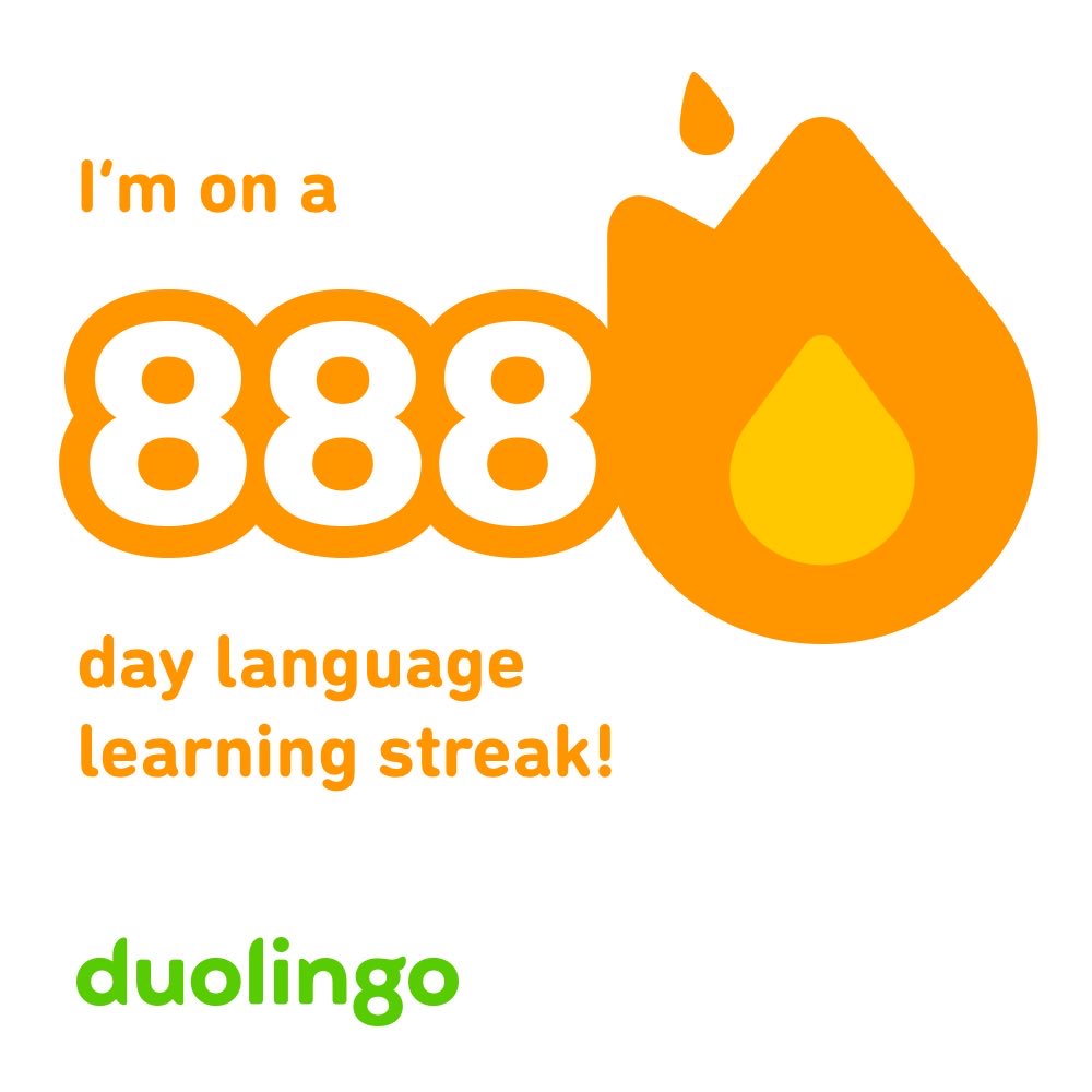 I’m on a 888 day streak learning Spanish on Duolingo! Join me? invite.duolingo.com/BDHTZTB5CWWKST…