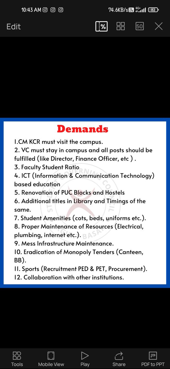 VinaykumarIam's tweet photo. #VisitRGUKT 
#ConsiderRGUKT
#RGUKTBasar 
@KTRTRS 
@TelanganaCMO 
We the students of RGUKT Basar are peacefully protesting for the basic amenities which are essential to the students.
The problems we are facing are  represented at various levels of authorities.
Read demands in pic https://t.co/Qzw2KPuq7L