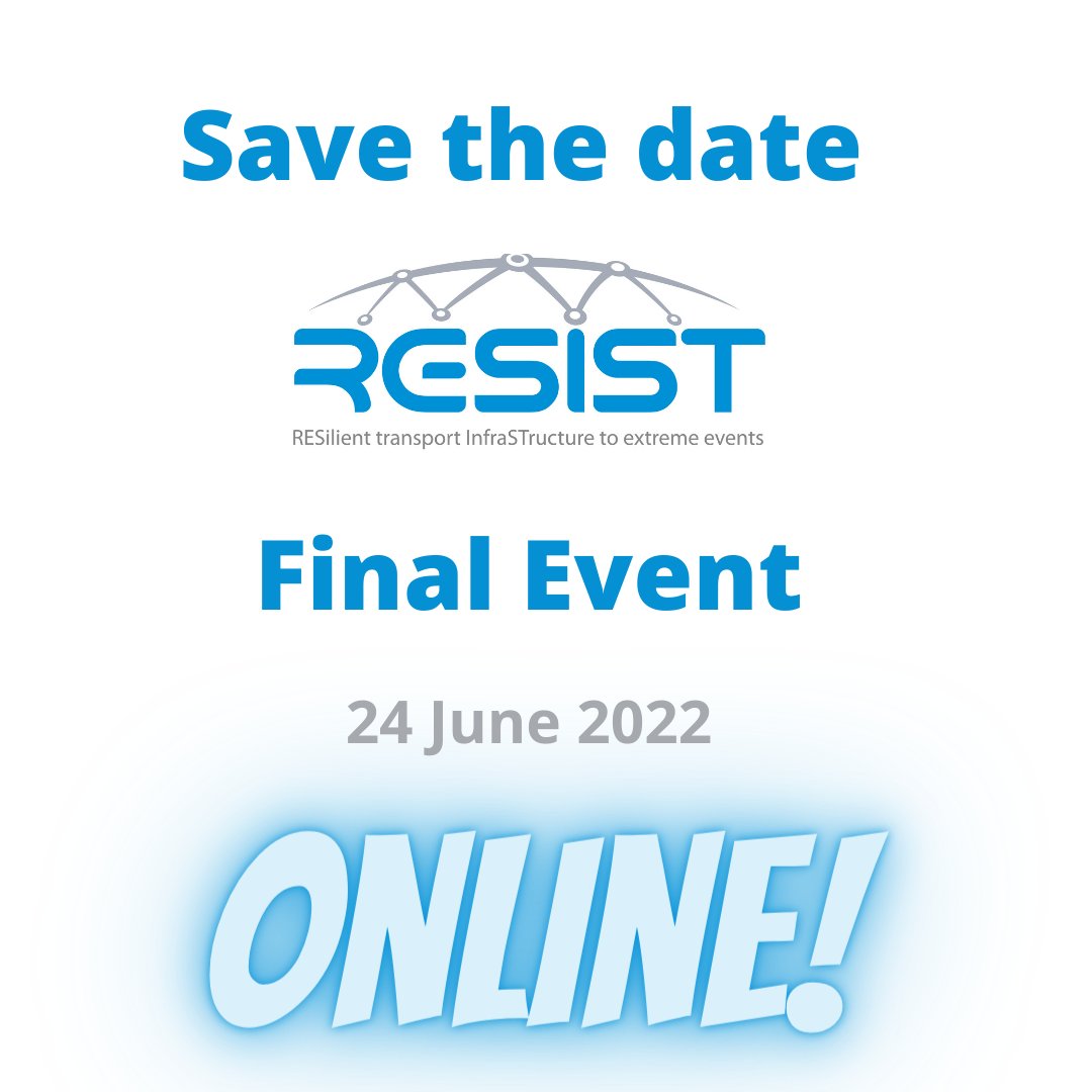ISENSE_GROUP's tweet photo. Save the date and register! The @project_resist is completing its successful #scientific journey and invites you all to the presentation of its final outcomes in an 💻#online event!  
Register here ▶️ https://t.co/bpxYqJj9Rs
#H2020 #Transport #resilience https://t.co/THw3z0zCt4