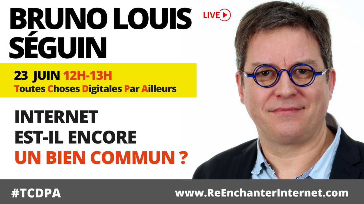 🔴 #Blockchain, #TiersLieux... vont-ils redonner au Web ses lettres de noblesse ?  #BienCommun

🗣️ A la veille de la fermeture de <a href="/la_fing/">Fing</a>, l'équipe #ReEnchanterInternet accueille <a href="/blseguin/">Compte inactif</a>  

🗓️ Live #TCDPA 23/06 de 12h-13h  . 
👉youtu.be/TyUODUPTzOA

#Internet #Web30