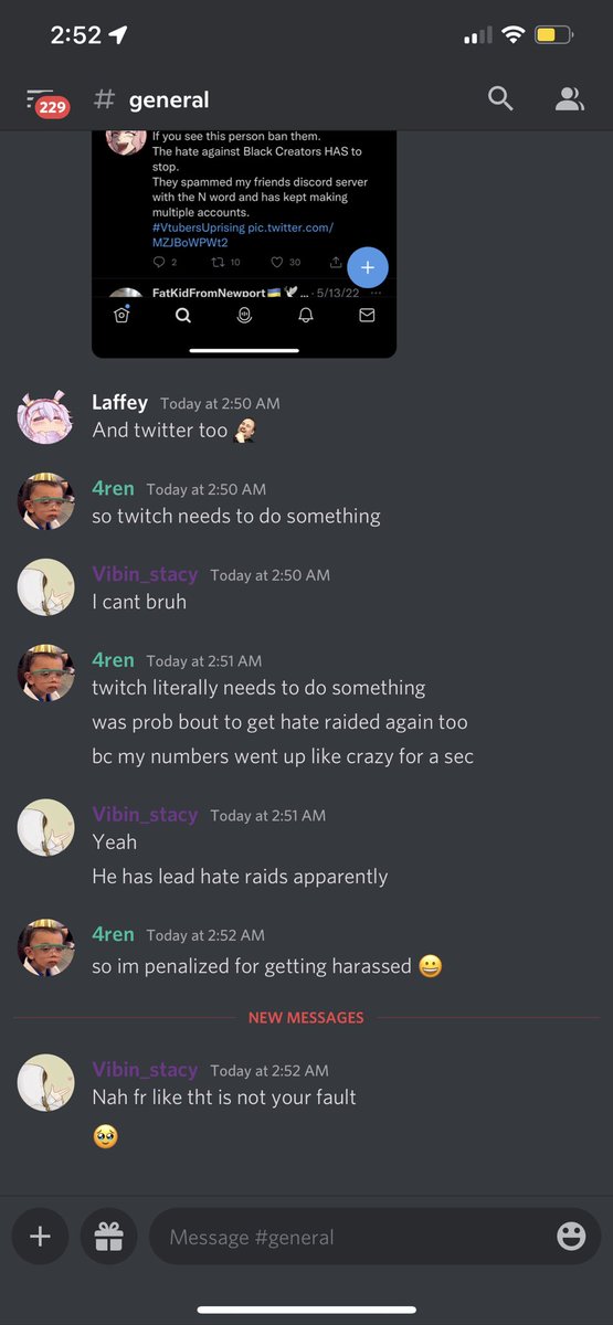 TSF4ren's tweet photo. crazy bc my numbers spiked which means i was prob about to get hate raided again… but now im penalized for being harassed… #twitch #hateraids #blackstreamers @TwitchSupport @Twitch @discord https://t.co/LXRGaxqfx1