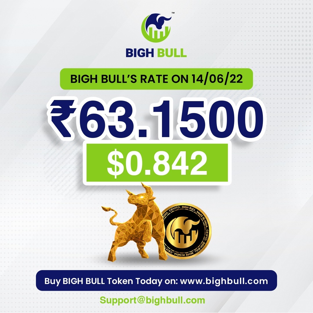 A rating rate of Rs 63.1500 ($0.842) for Bigh Bull token! Buy Bigh Bull  tokens today & make a smart move. Visit our website:  https://t.co/z3MSmjRZgj today to know more. . . #bighbull #