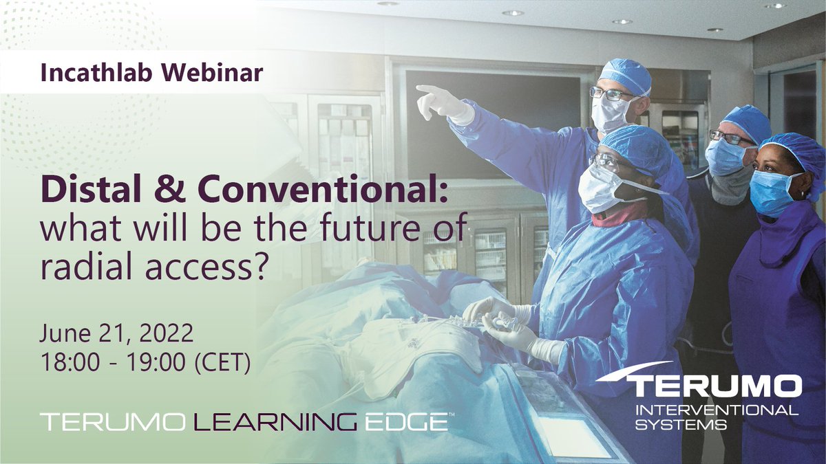 Terumo Interventional Systems (@terumoisuk) on Twitter photo Distal & Conventional: what will be the future of radial access? Join our Terumo Learning Edge webinar with @Incathlab to discover the future of radial access with A. Aminian, <a href="/GLGasparini/">Gabriele Gasparini</a> I. Bernat, S. Saito & @gregorysgueglia
bit.ly/3mPuSnz
#radialfirst #dTRA Distal & Conventional: what will be the future of radial access? Join our Terumo Learning Edge webinar with @Incathlab to discover the future of radial access with A. Aminian, <a href="/GLGasparini/">Gabriele Gasparini</a> I. Bernat, S. Saito & @gregorysgueglia
bit.ly/3mPuSnz
#radialfirst #dTRA