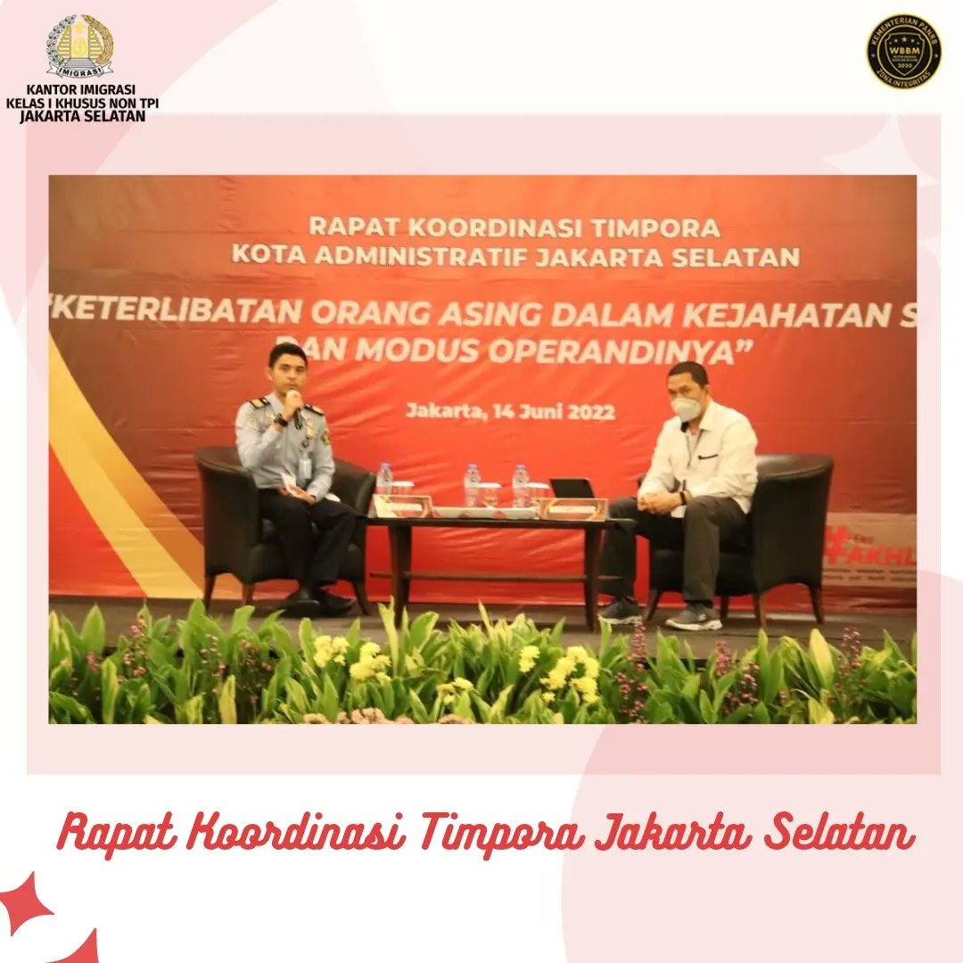 Halo Sahabat Mido! 

Selasa, 14 Juni 2022 telah dilaksanakan Rapat Koordinasi TIMPORA Jakarta Selatan yang bertajuk "Keterlibatan Orang Asing dalam Kejahatan Siber dan Modus Operandinya" di Hotel JS Luwansa Jakarta Selatan