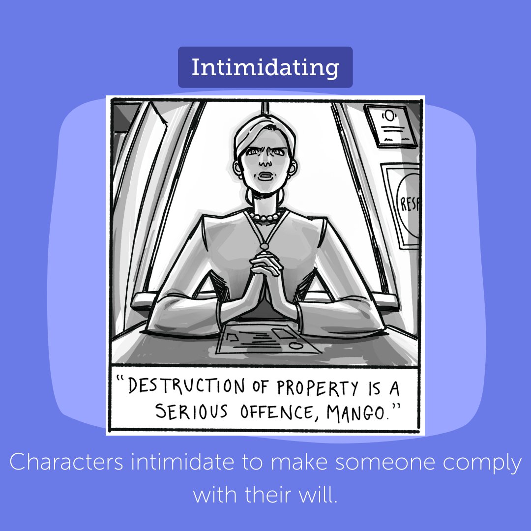 WritelikeOrg's tweet photo. Intimidation usually involves a threat, whether direct or indirect. Here's a great example of an indirect threat from Mango Delight by @fracaswellhyman.
https://t.co/6An1V8Vjk3 https://t.co/SmxOKagC5A