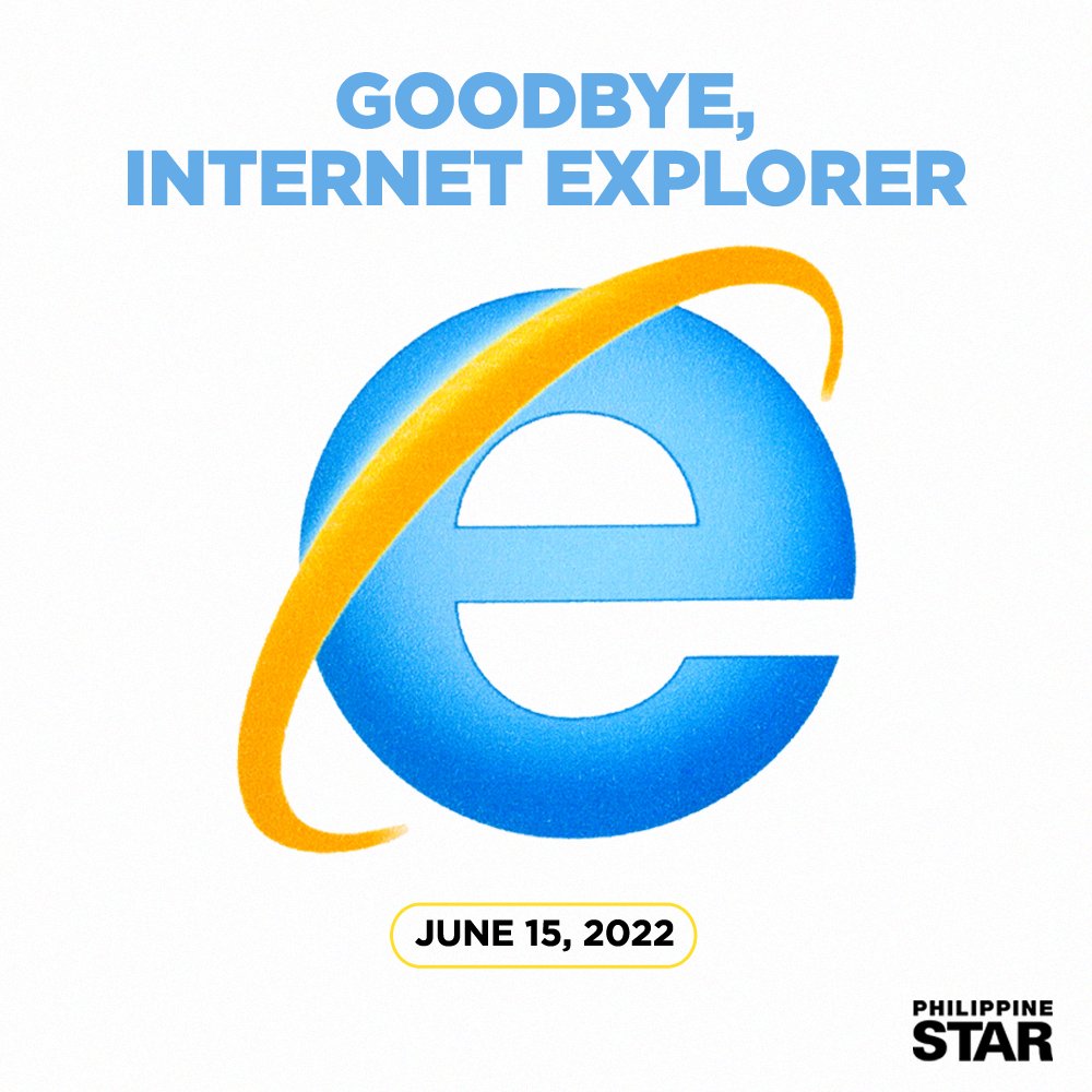 PhilippineStar's tweet image. GOODBYE, INTERNET EXPLORER 🥺👋🏻

After nearly three decades, Microsoft’s iconic browser Internet Explorer will be completely phased out tomorrow, June 15, 2022.