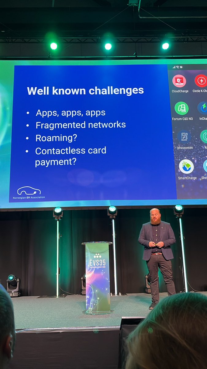 robertvg's tweet photo. Erik of @Elbilforeningen presenting his ‘charging rules’ #EVS35 :

1: build enough fastchargers
2: make sure stuff works
3: the customer is always right https://t.co/i6vZdgo2RQ