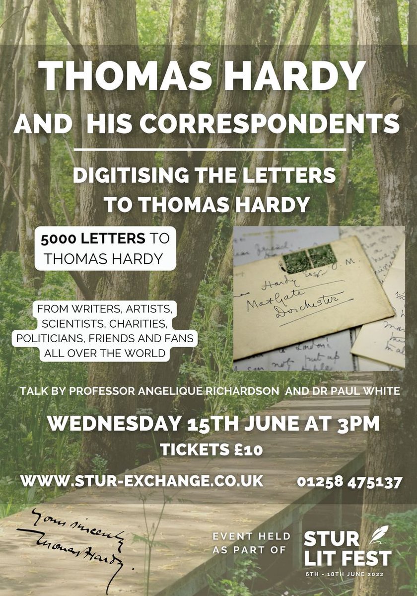 SturminsterF's tweet photo. Thomas Hardy was born in the year the postage stamp was invented. Come and hear more about the thousands of letters sent and received by him from the Hardy Correspondents Project. Prof Angelique Richardson is at Sturminster Newton Literary Festival Wed 15 June. https://t.co/Qp0LaQF1XZ
