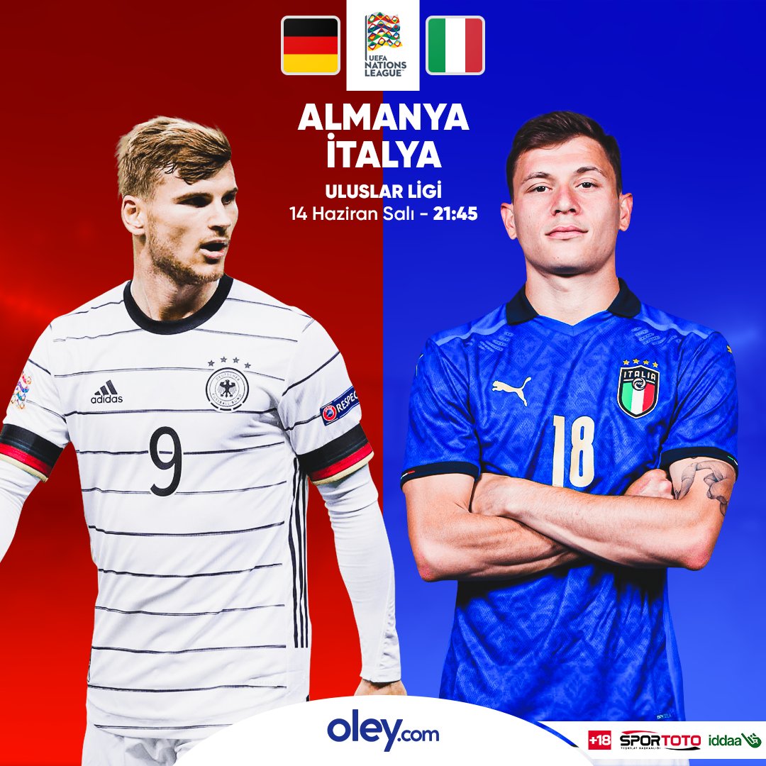 sosyoleyresmi's tweet photo. ⚽️ Uluslar Ligi’nde grup maçları heyecanı devam ediyor. Almanya, EURO 2020 şampiyonu İtalya'yı evinde konuk ediyor.
❓ Almanya - İtalya maçında tercihin hangisi?
#KazanmanınSesiBahsinAdresi #oleycom https://t.co/xTm84ir5ne