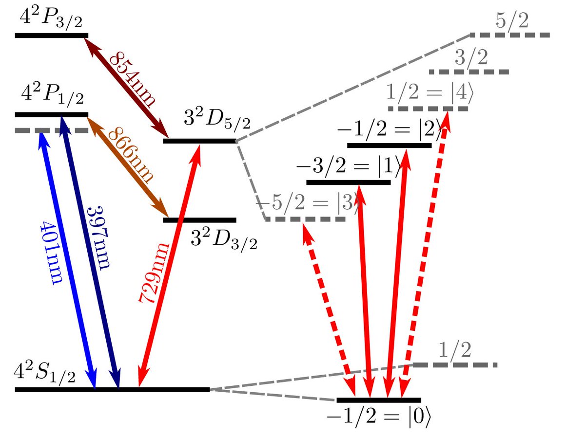 Why restrict yourself quantum information with only 2 levels (qubits), if you have more levels available? We show efficient entangling operations with up to 5-levels using #trappedions! arxiv.org/abs/2206.04104 <a href="/uniinnsbruck/">@uniinnsbruck@social.uibk.ac.at</a> <a href="/tu_wien/">TU Wien</a> @QuantumTales