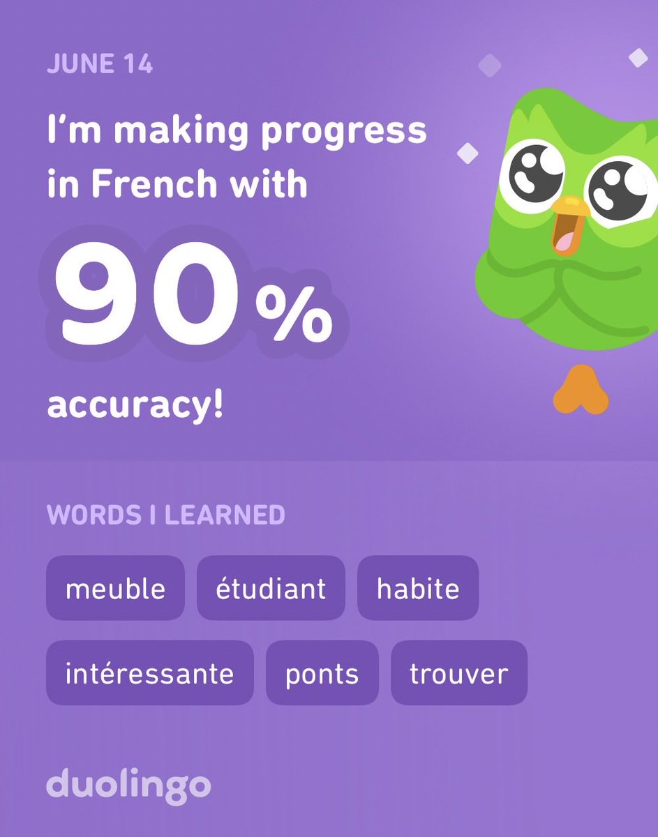 EmmaHolmes27's tweet photo. I’m learning French on Duolingo! It’s free, fun, and effective. https://t.co/04CSTCfc2h