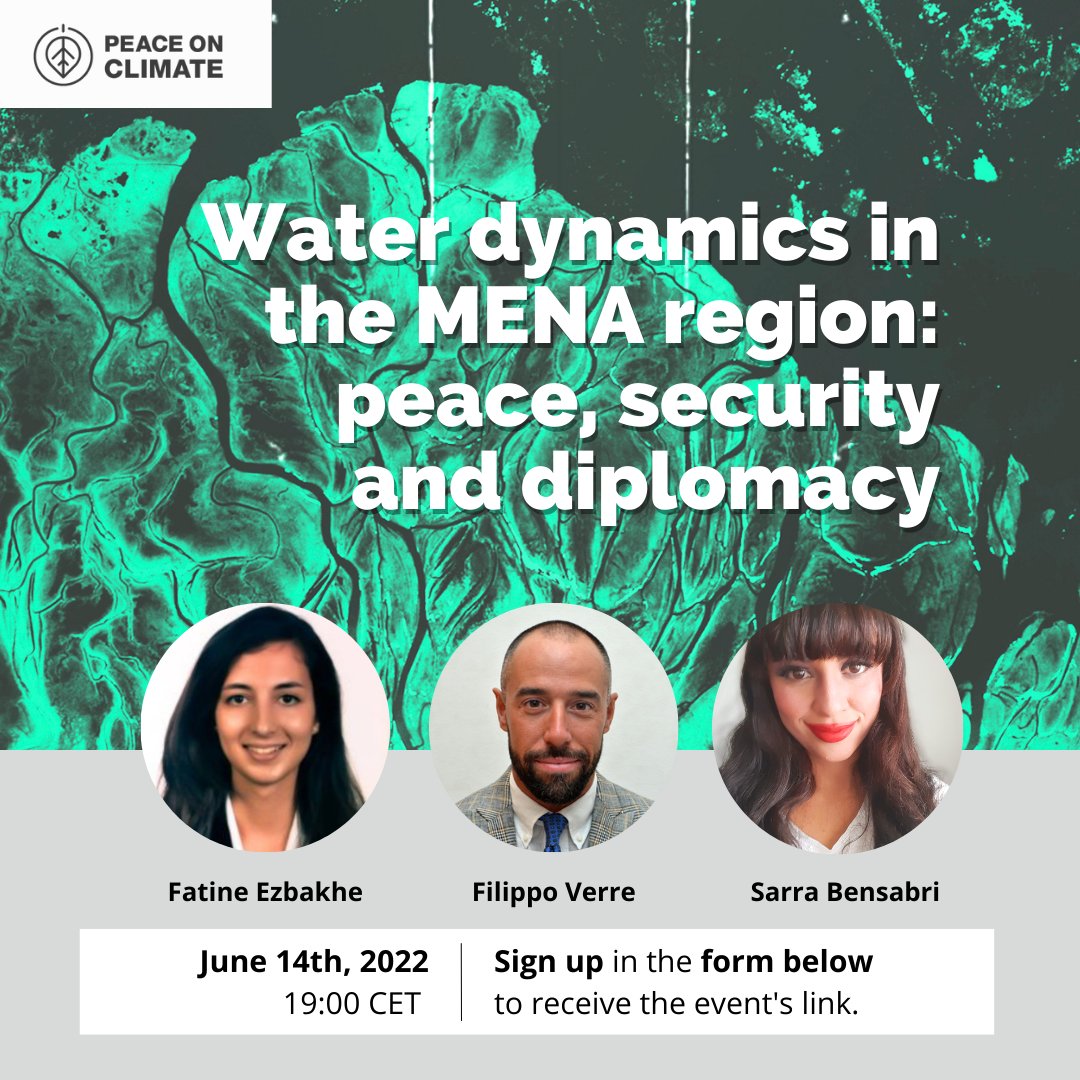 fatineezbakhe's tweet photo. This evening I will be joining the @PeaceOnClimate webinar on "Water dynamics in the MENA region: peace, security, and diplomacy" and talking about the case of local #groundwater governance in #Morocco.
Join us! https://t.co/nnlaSjTN4U https://t.co/jZZW9har1k