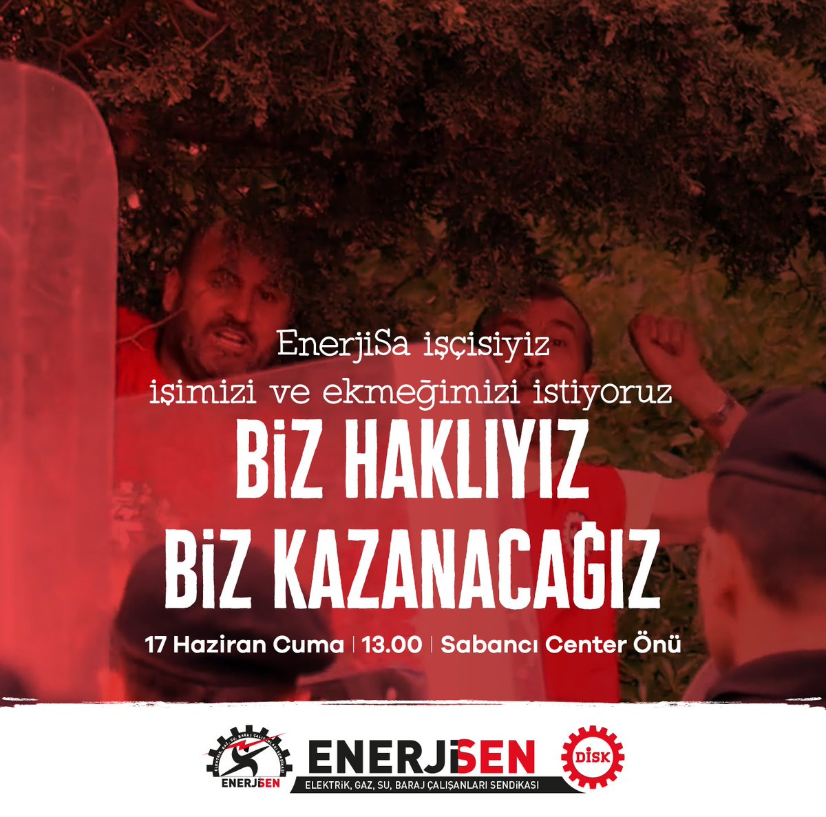 birlesik_isci's tweet photo. İşini, ekmeğini isteyen enerji işçileri, Sabancı Center önünde buluşuyor.
Enerji işçileri, tüm emek güçlerini destek vermeye çağırıyor.

📅 17 Haziran Cuma
⏰ 13.00

@enerjisen

#İşimiVerSabancı
#utanSA https://t.co/SzyimEKR00