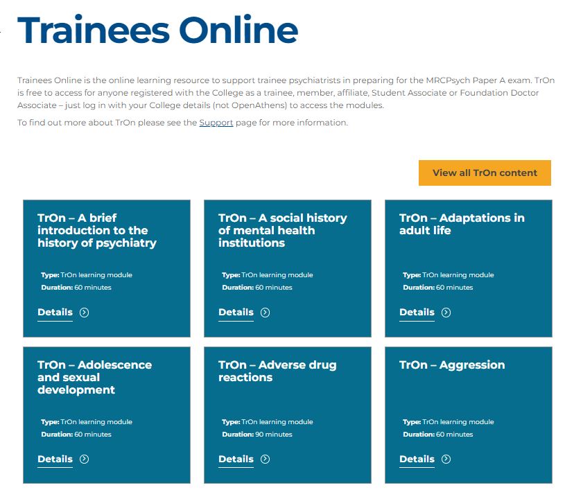 rcpsych_eLearn's tweet image. 📣 Are you enrolling for the #MRCPsychPaperA exam? #TrOn has recently launched on @rcpsych #eLearningHub and is the #onlinelearning resource to support trainee psychiatrists preparing for #PaperAexam.

🔗 bit.ly/3zSfRJN

@rcpsychTrainees #study #resource #learning #exams